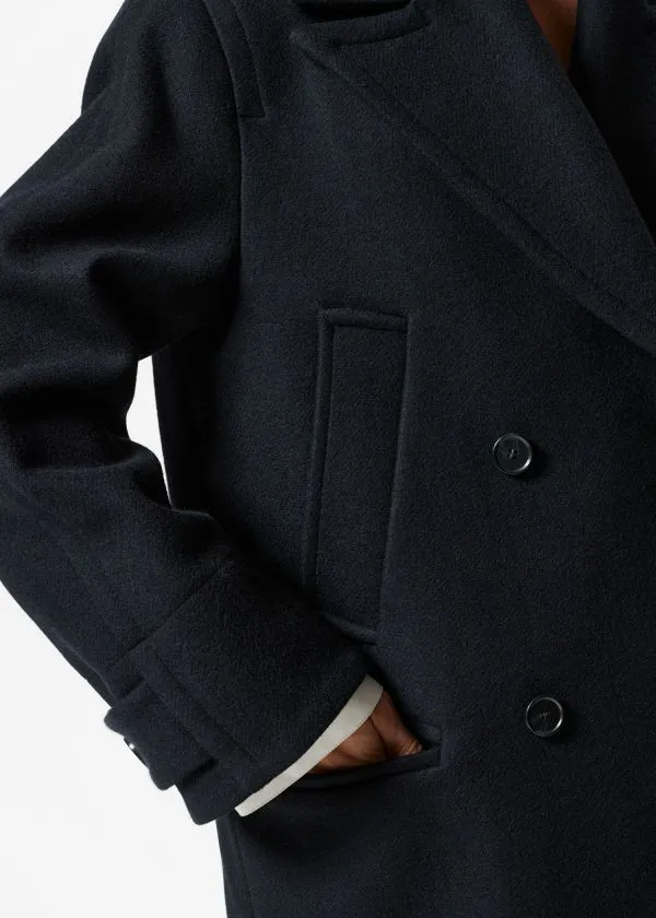 and Other Stories Tailored Wool Pea Coat Navy Women Jackets and Coats
