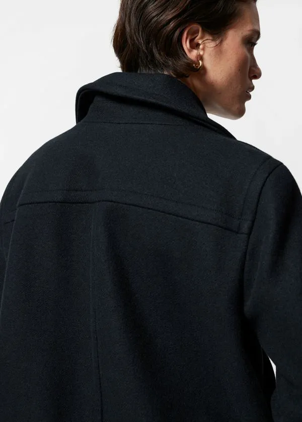 and Other Stories Tailored Wool Pea Coat Navy Women Jackets and Coats