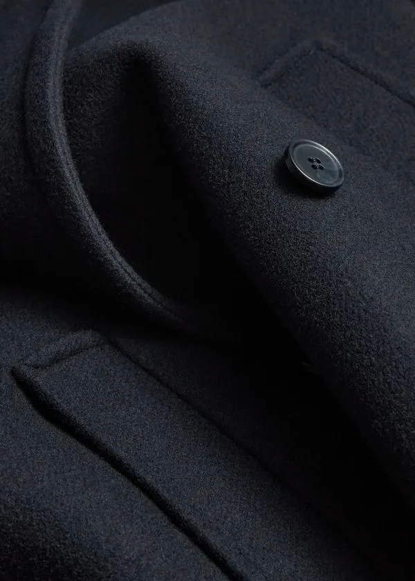 and Other Stories Tailored Wool Pea Coat Navy Women Jackets and Coats