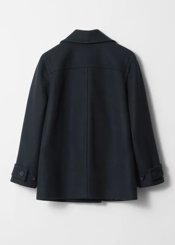 and Other Stories Tailored Wool Pea Coat Navy Women Jackets and Coats