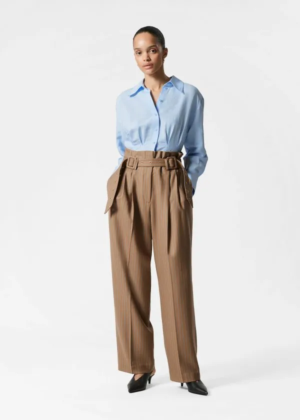 and Other Stories Tailored Wool Trousers Beige Women Trousers