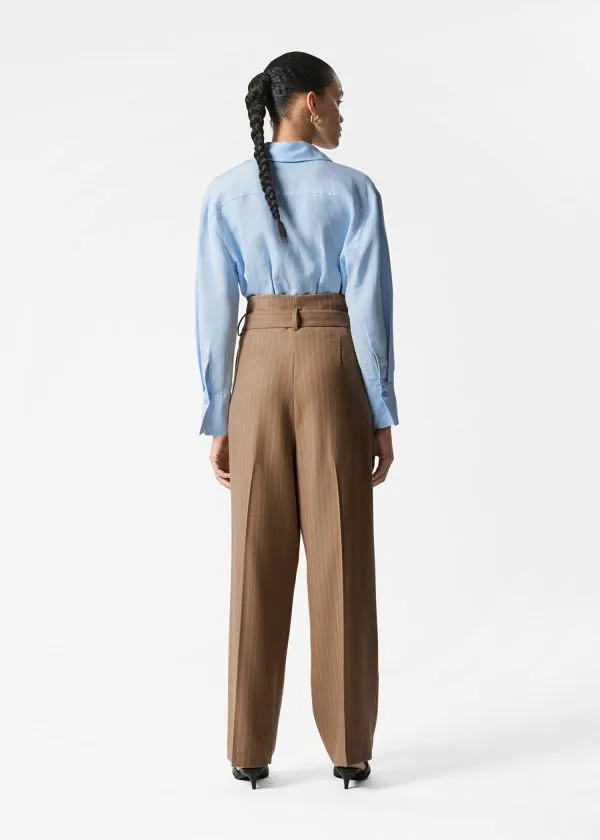 and Other Stories Tailored Wool Trousers Beige Women Trousers