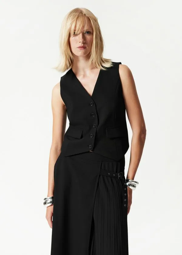 and Other Stories Tailored Wool Waistcoat Black Women Blazers and Waistcoats