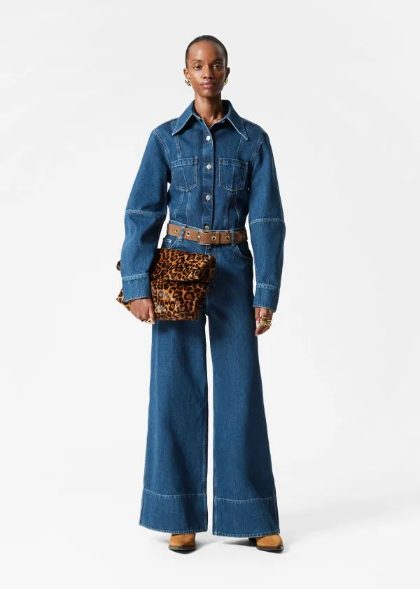 and Other Stories Tapered Denim Shirt Mid Blue Women Blouses and Shirts
