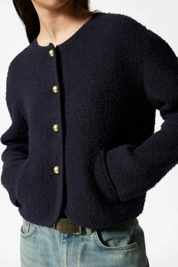 and Other Stories Textured Glitter Cardigan Navy Women Knitwear
