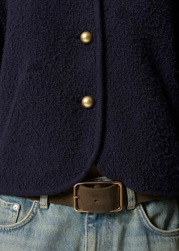 and Other Stories Textured Glitter Cardigan Navy Women Knitwear