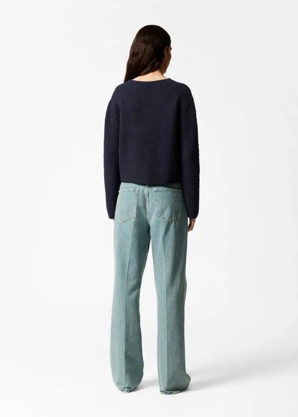 and Other Stories Textured Glitter Cardigan Navy Women Knitwear