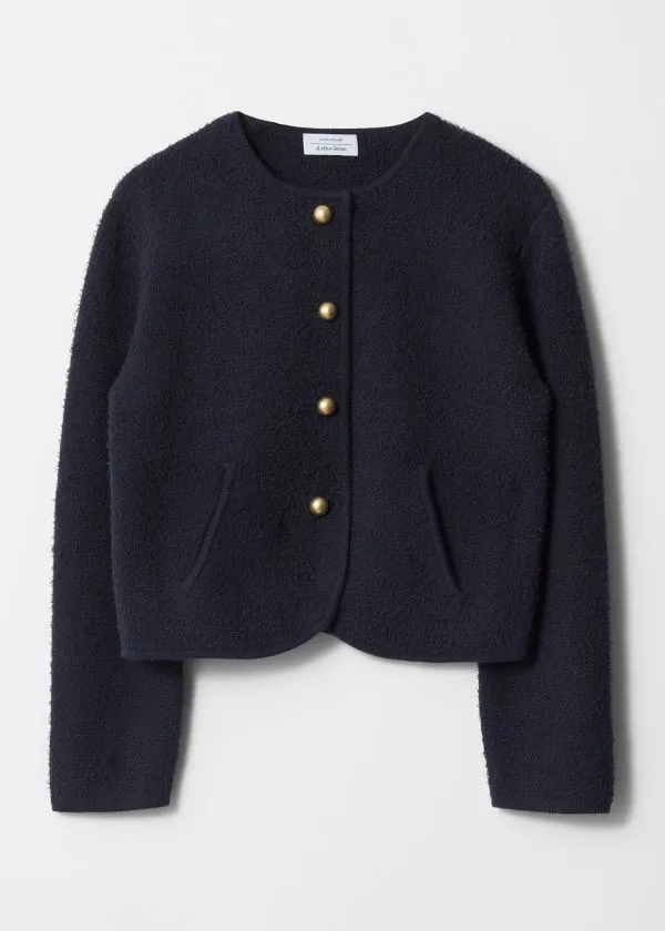and Other Stories Textured Glitter Cardigan Navy Women Knitwear