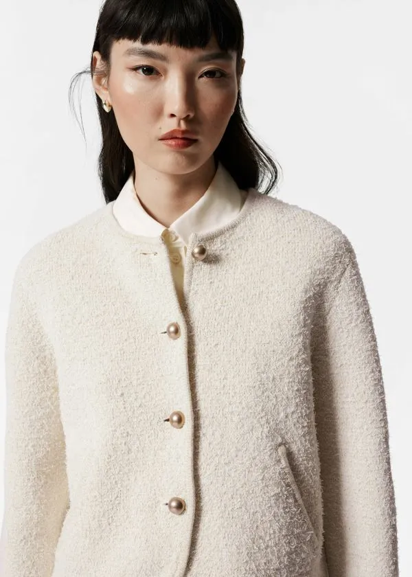 and Other Stories Textured Glitter Cardigan White Women Knitwear