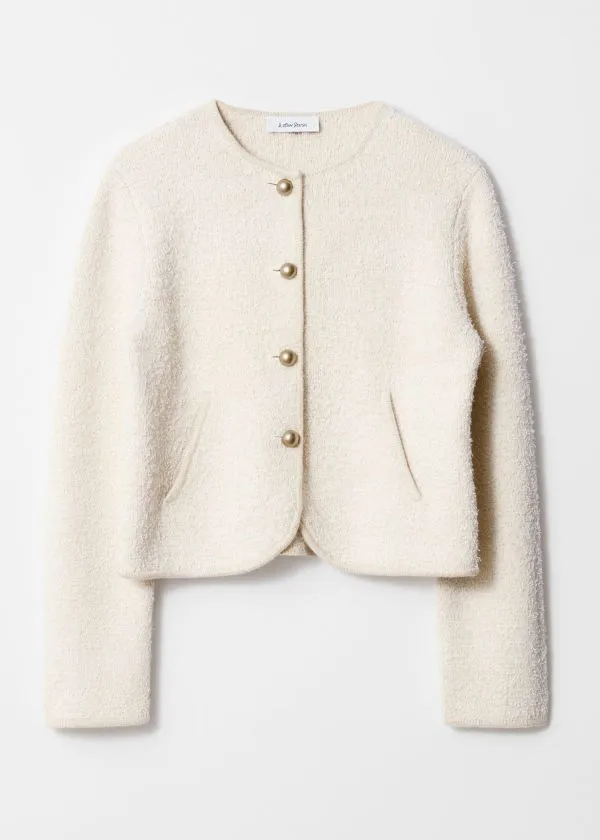and Other Stories Textured Glitter Cardigan White Women Knitwear