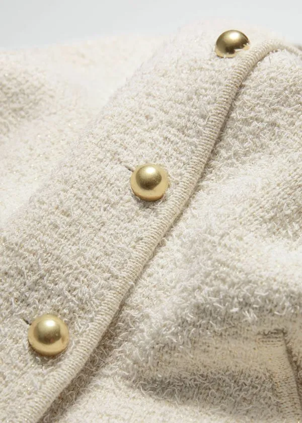 and Other Stories Textured Glitter Cardigan White Women Knitwear
