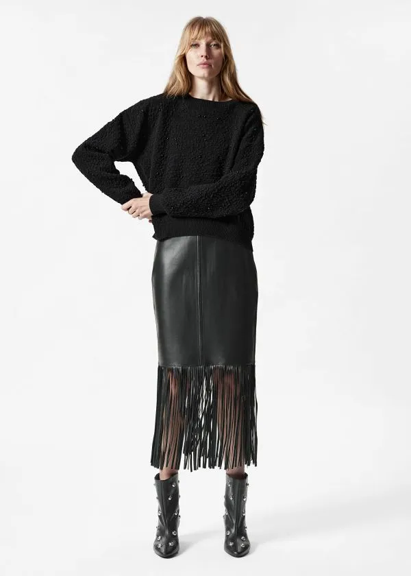 and Other Stories TexturedJacquard Knit Jumper Black Women Knitwear