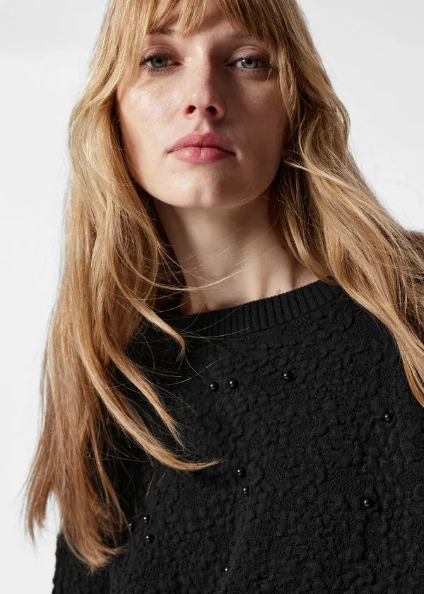 and Other Stories TexturedJacquard Knit Jumper Black Women Knitwear
