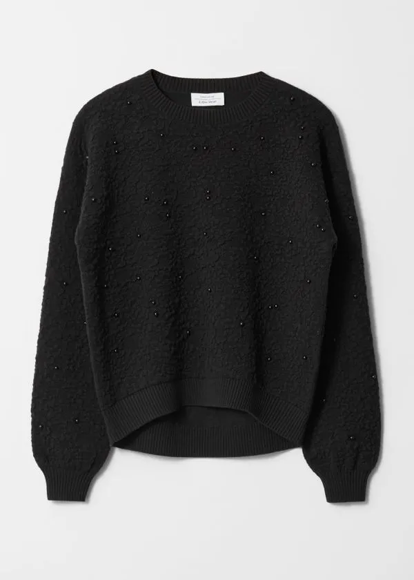 and Other Stories TexturedJacquard Knit Jumper Black Women Knitwear