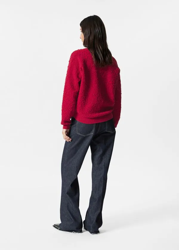 and Other Stories TexturedJacquard Knit Jumper Red Women Knitwear