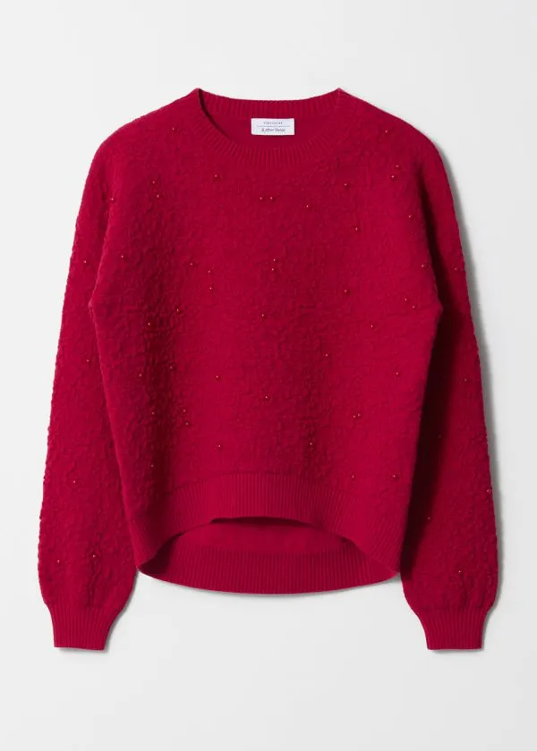 and Other Stories TexturedJacquard Knit Jumper Red Women Knitwear