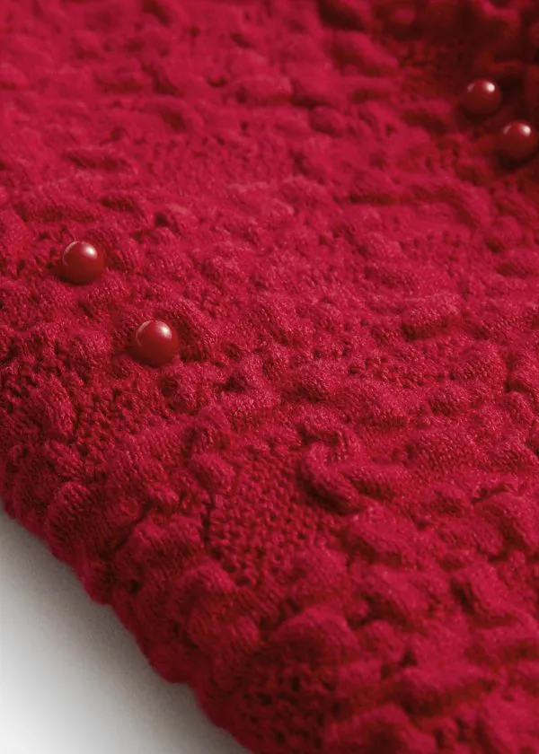 and Other Stories TexturedJacquard Knit Jumper Red Women Knitwear