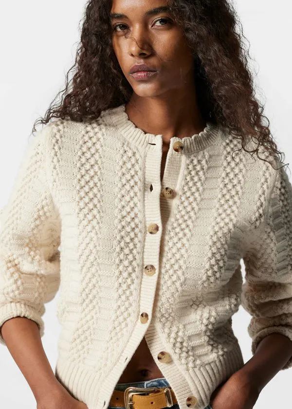 and Other Stories Textured Knit Cardigan Cream Women Knitwear