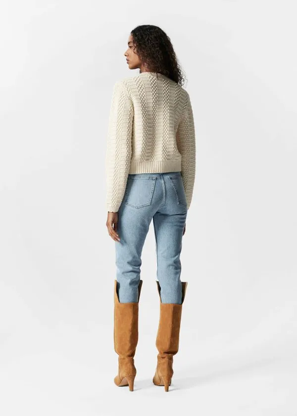 and Other Stories Textured Knit Cardigan Cream Women Knitwear