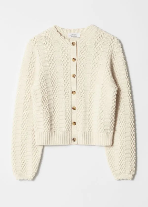 and Other Stories Textured Knit Cardigan Cream Women Knitwear