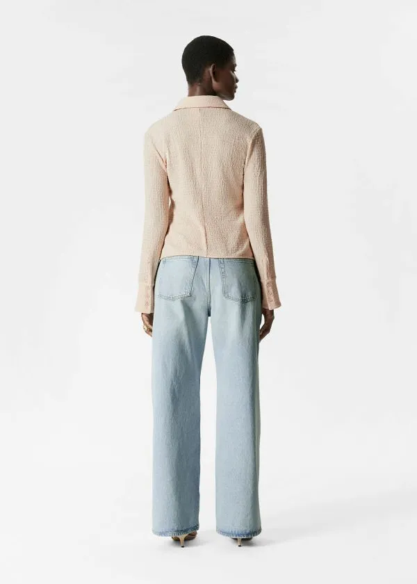 and Other Stories Textured LongSleeve Poloshirt Beige Women Blouses and Shirts
