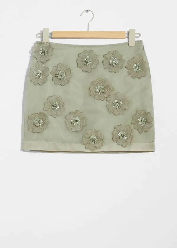 and Other Stories Textured Mini Skirt Khaki Women Skirts