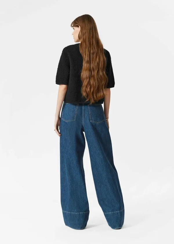 and Other Stories Textured ShortSleeve Cardigan Black Women Knitwear