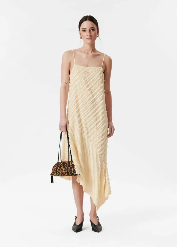 and Other Stories Textured Strappy Midi Dress Cream Women Dresses