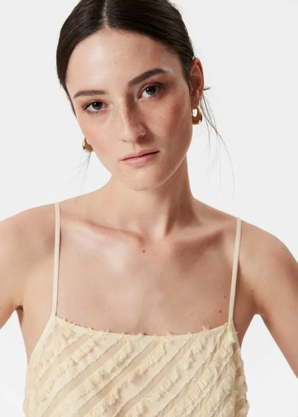 and Other Stories Textured Strappy Midi Dress Cream Women Dresses