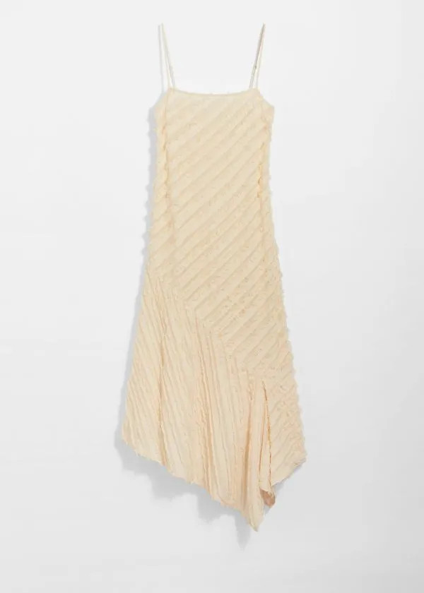 and Other Stories Textured Strappy Midi Dress Cream Women Dresses