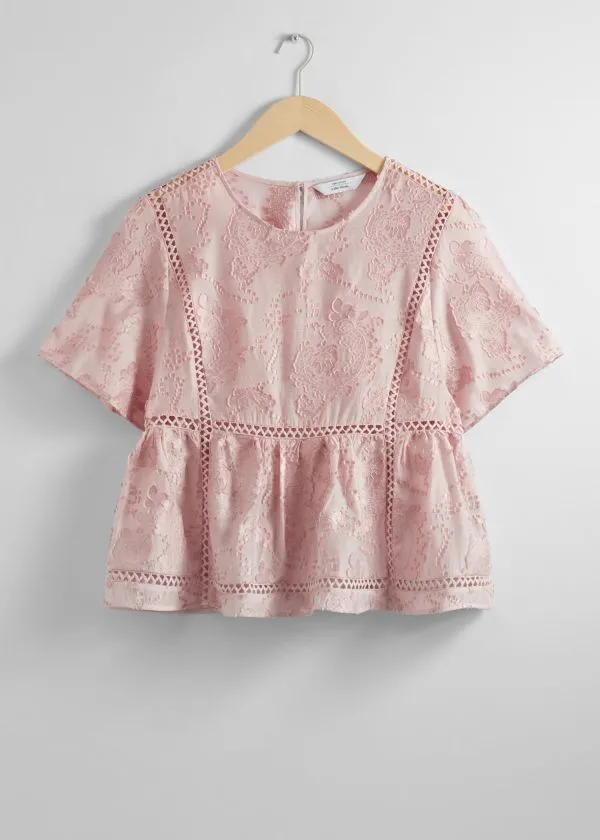 and Other Stories Textured Top Old Pink Women Blouses and Shirts