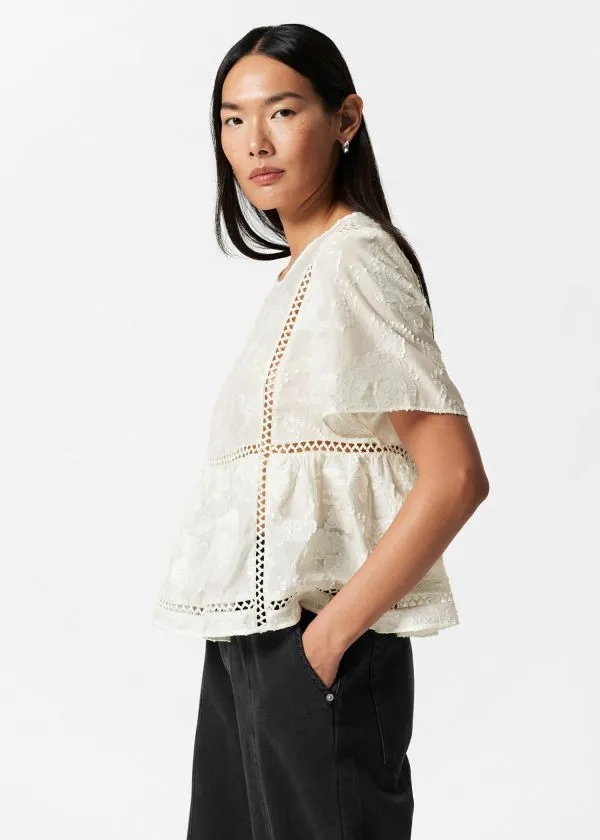 and Other Stories Textured Top White Women Blouses and Shirts