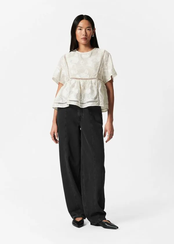 and Other Stories Textured Top White Women Blouses and Shirts
