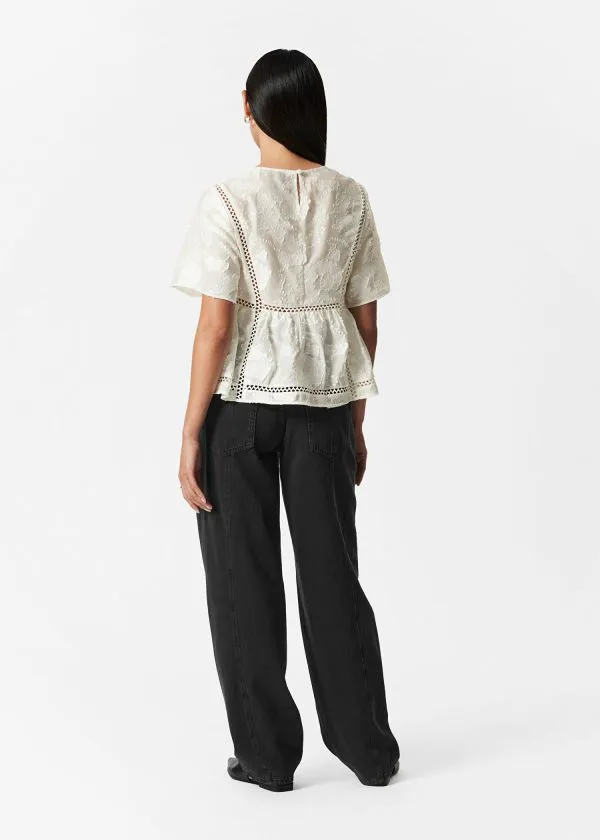 and Other Stories Textured Top White Women Blouses and Shirts