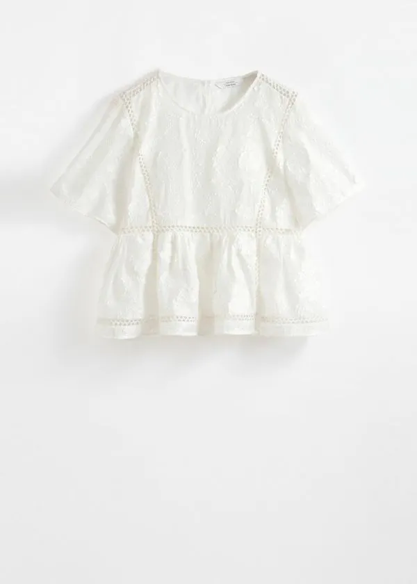 and Other Stories Textured Top White Women Blouses and Shirts