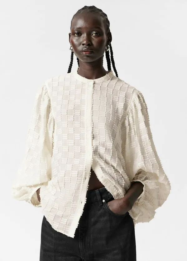 and Other Stories Textured Voluminous Sleeve Blouse White Women Blouses and Shirts and Other Stories Textured Voluminous Sleeve Blouse White Women Blouses and Shirts