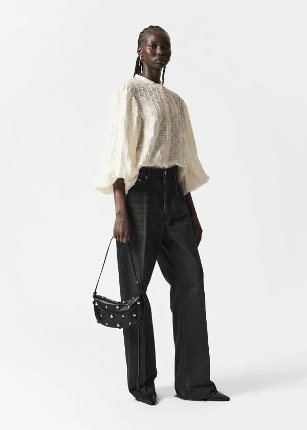 and Other Stories Textured Voluminous Sleeve Blouse White Women Blouses and Shirts