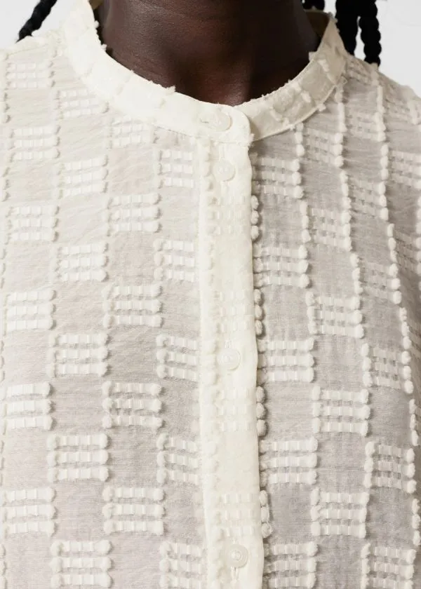 and Other Stories Textured Voluminous Sleeve Blouse White Women Blouses and Shirts