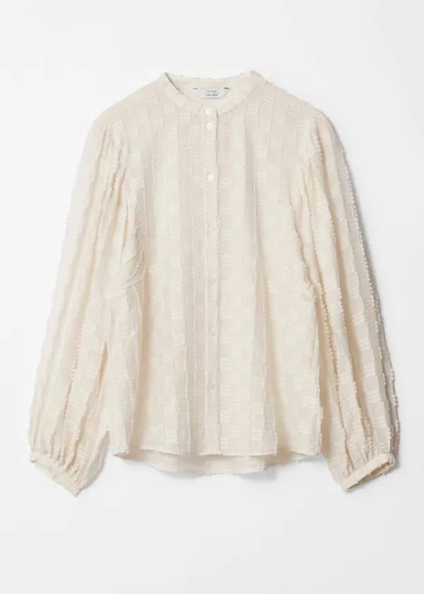 and Other Stories Textured Voluminous Sleeve Blouse White Women Blouses and Shirts
