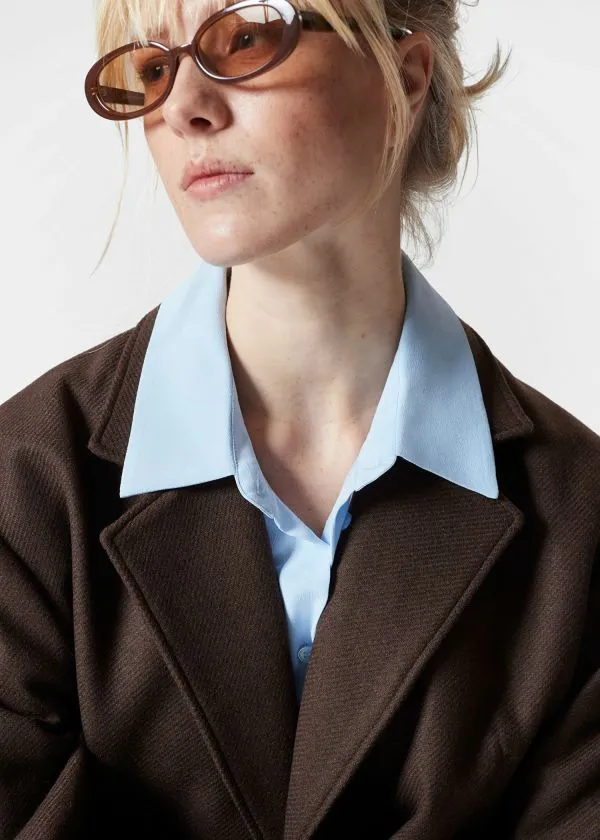 and Other Stories TieBelt Wool Blazer Dark Brown Women Jackets and Coats