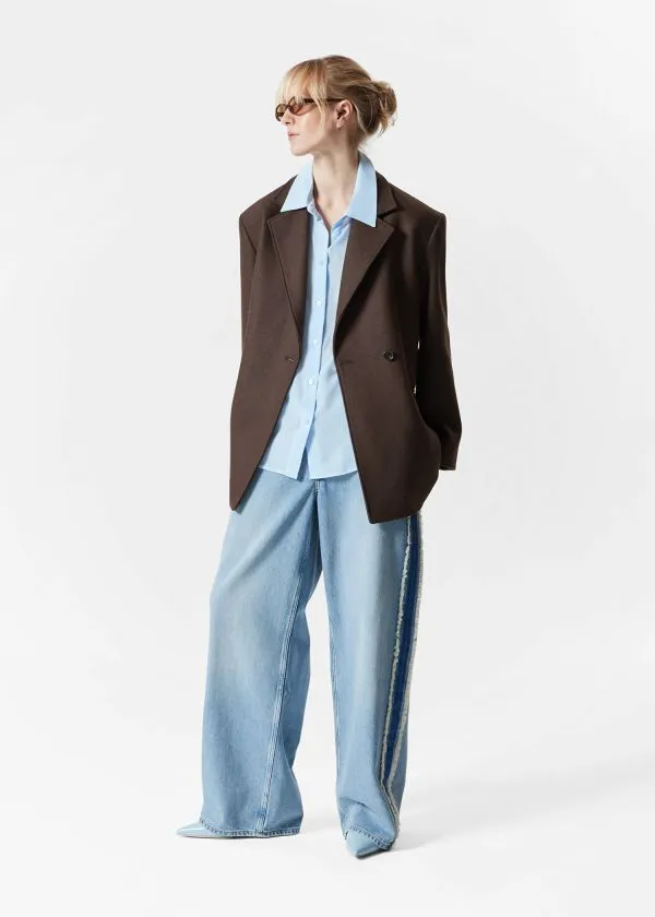 and Other Stories TieBelt Wool Blazer Dark Brown Women Jackets and Coats