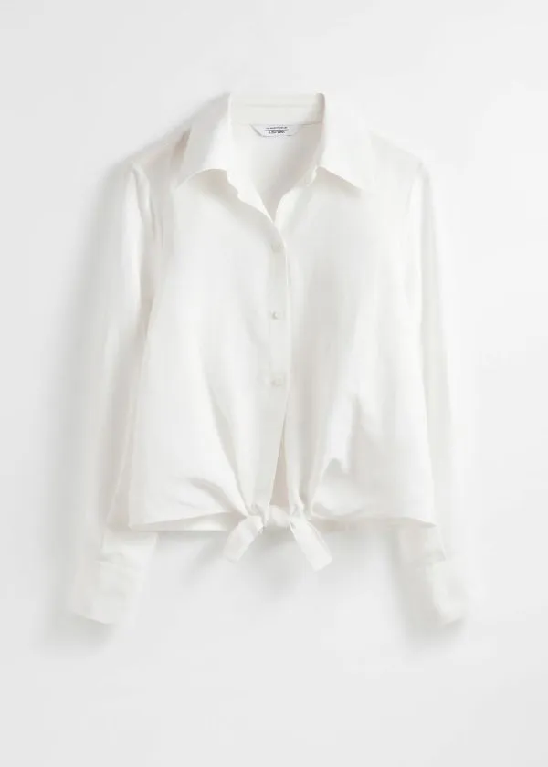 and Other Stories TieFront Shirt White Women Blouses and Shirts