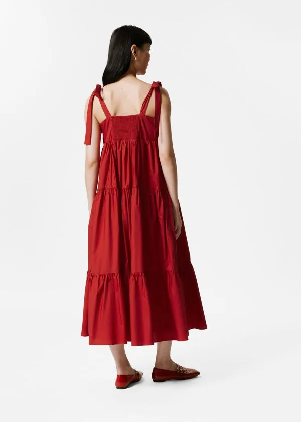 and Other Stories Tiered TieStrap Midi Dress Red Women Dresses and Other Stories Tiered TieStrap Midi Dress Red Women Dresses