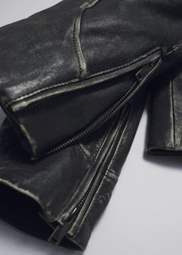 and Other Stories Topstitched Leather Jacket Black Women Jackets and Coats