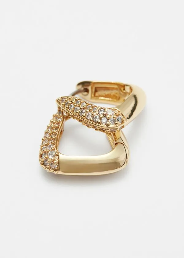 and Other Stories Triangular Crystal Hoops Gold Women Earrings and Other Stories Triangular Crystal Hoops Gold Women Earrings