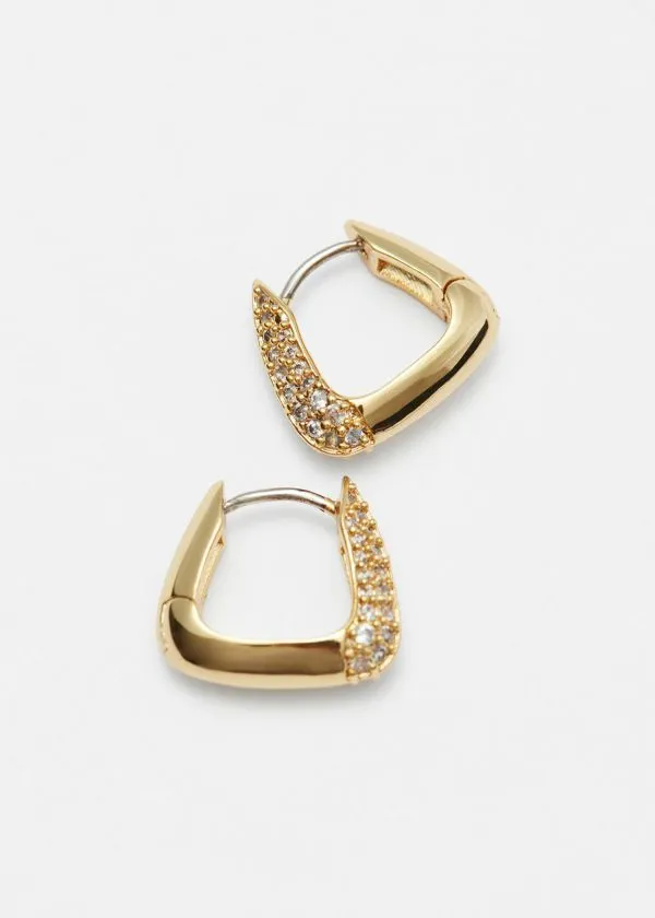 and Other Stories Triangular Crystal Hoops Gold Women Earrings and Other Stories Triangular Crystal Hoops Gold Women Earrings