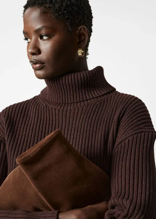 and Other Stories Turtleneck WoolKnit Jumper Brown Women Knitwear