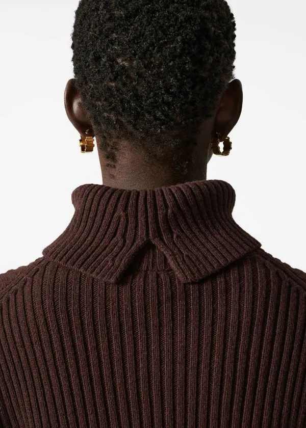 and Other Stories Turtleneck WoolKnit Jumper Brown Women Knitwear