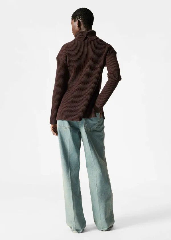 and Other Stories Turtleneck WoolKnit Jumper Brown Women Knitwear