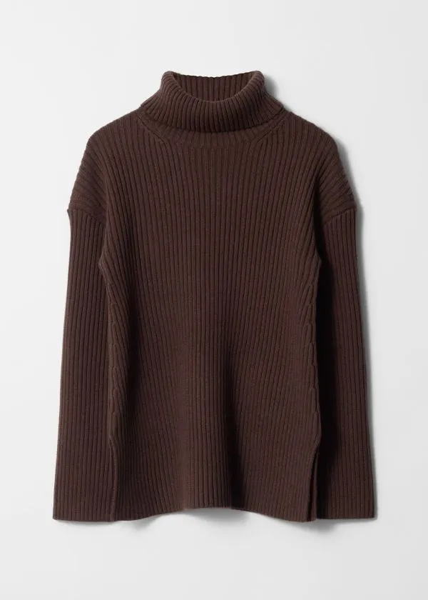 and Other Stories Turtleneck WoolKnit Jumper Brown Women Knitwear